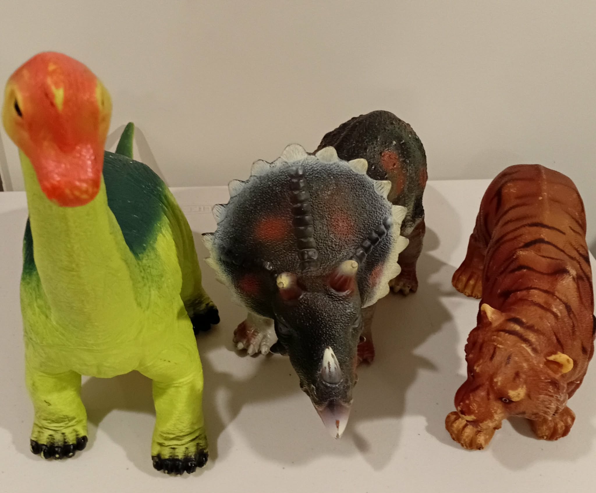 Large Dinosaurs and Tiger - 3 Piece Set