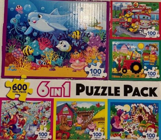 6 in 1 Puzzle Pack (6 x 100 piece puzzles)