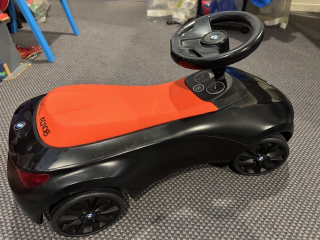 BMW Black Ride-On with Orange Seat