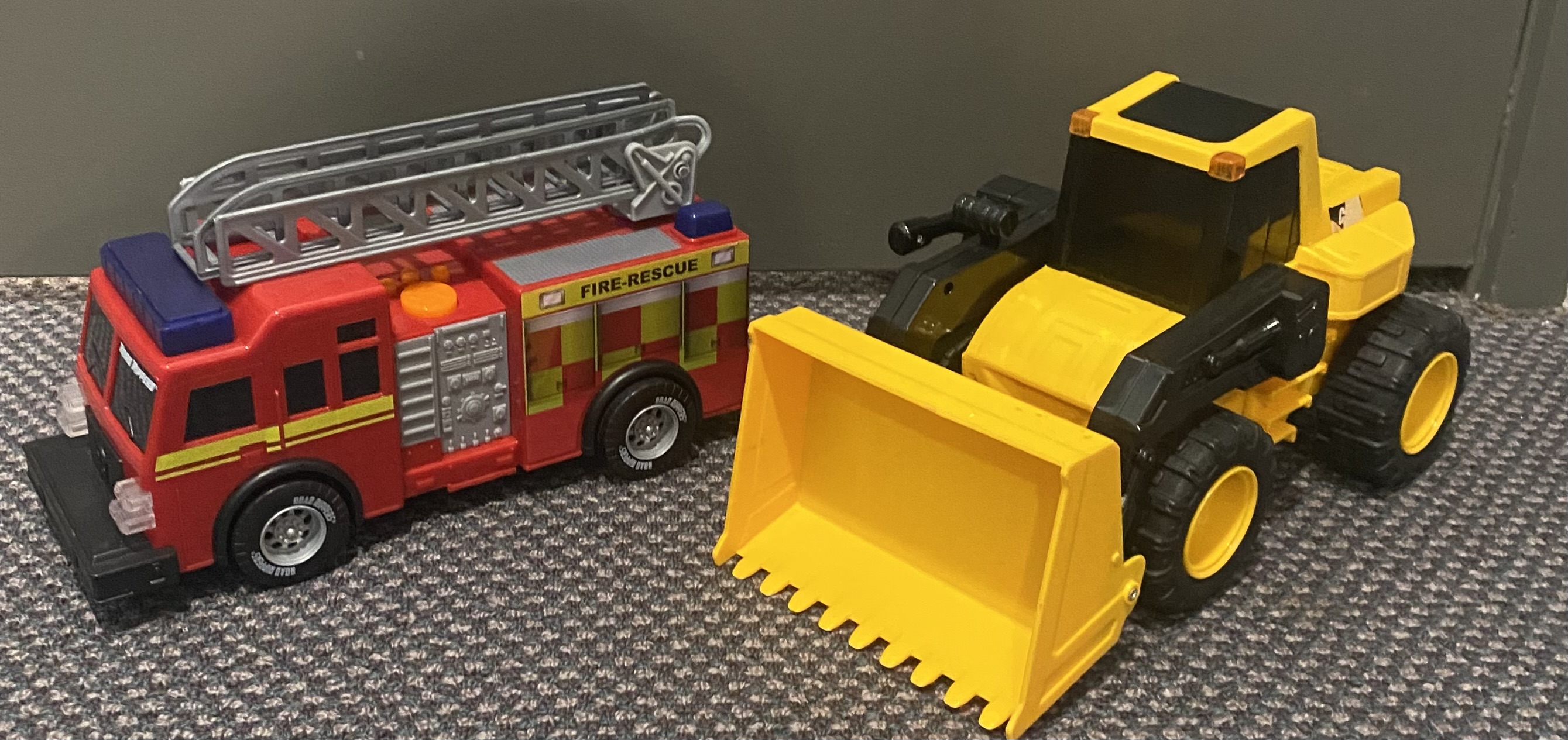 Bulldozer and firetruck 