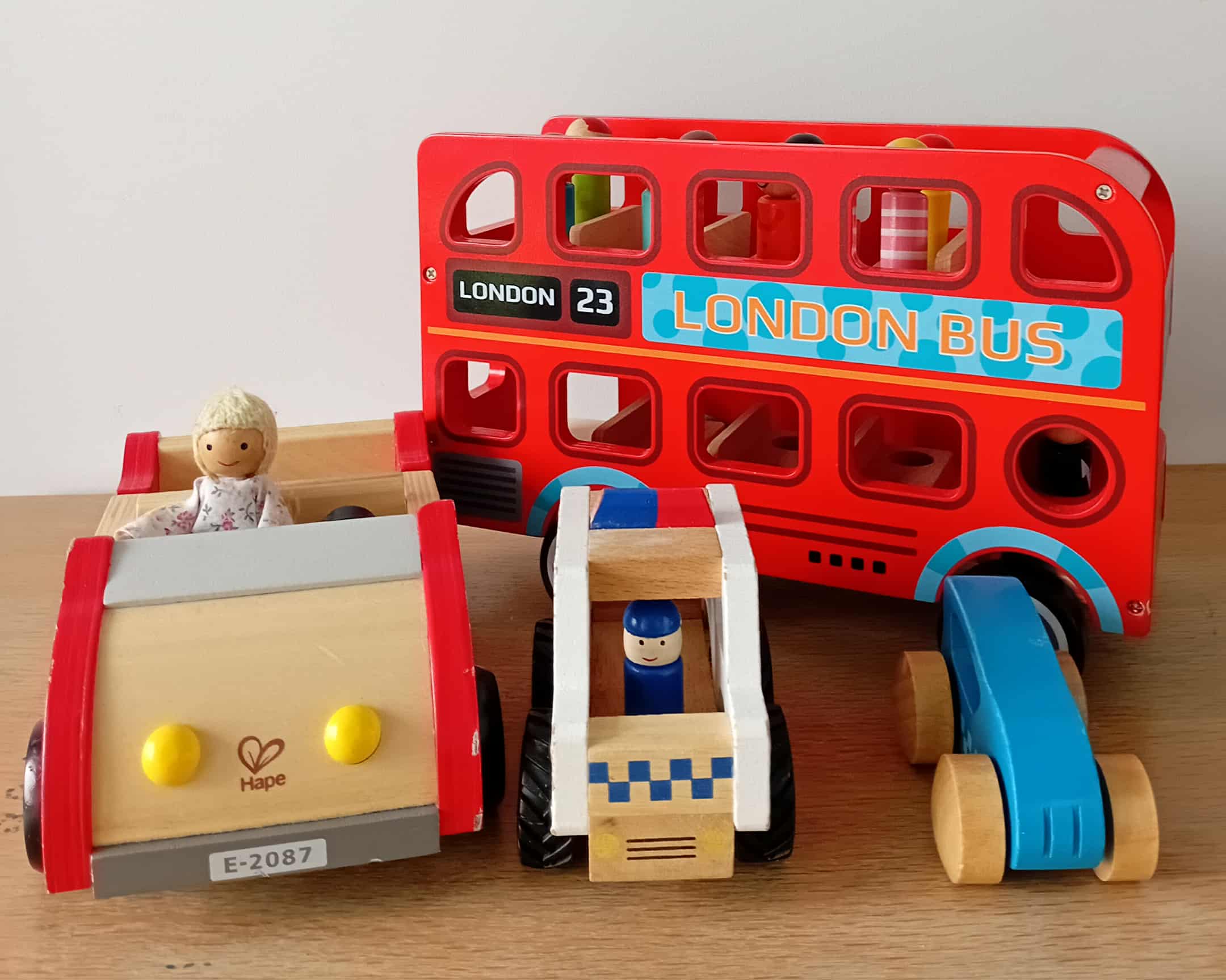 Wooden Vehicle Set - Bus and Cars